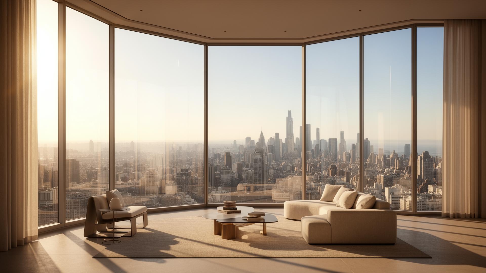 Sala panorâmica em Belo Horizonte com película incolor aplicada — vidro totalmente transparente